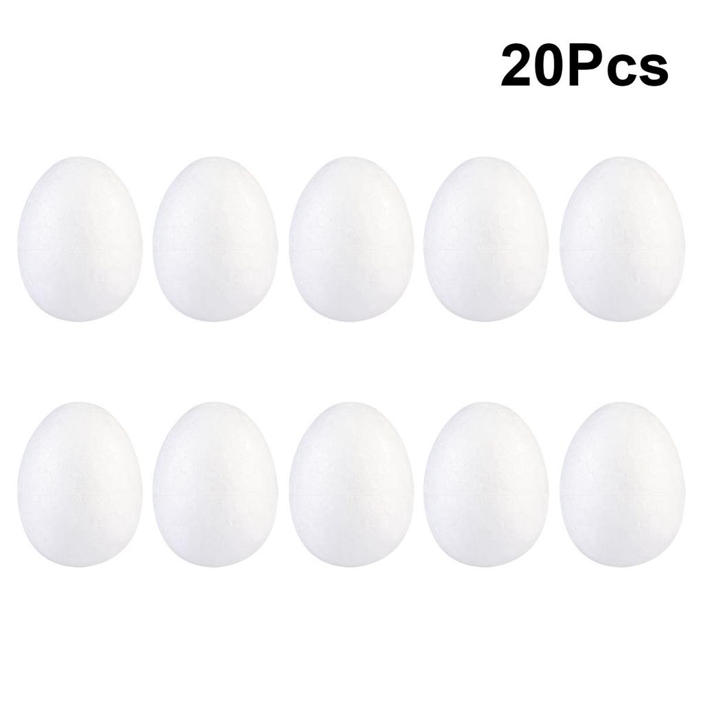 20 Pièces Oeufs en Mousse DIY Blanc Solide Oeufs de Pâques 6cm pour Festival Projets Créatifs Décoration de Fête Fournitures Mousse d'Oeuf