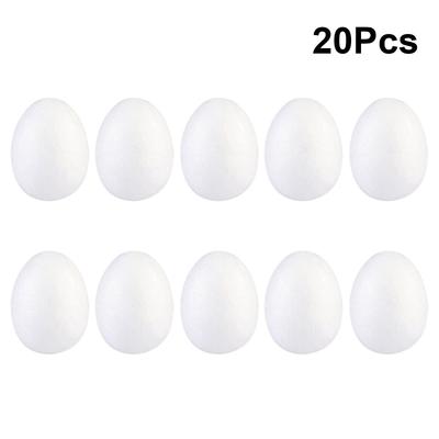 20Pcs Egg Foam DIY White Solid Easter Eggs 6Cm for Festival Craft Projects Party Decoration Supplies Egg Foam