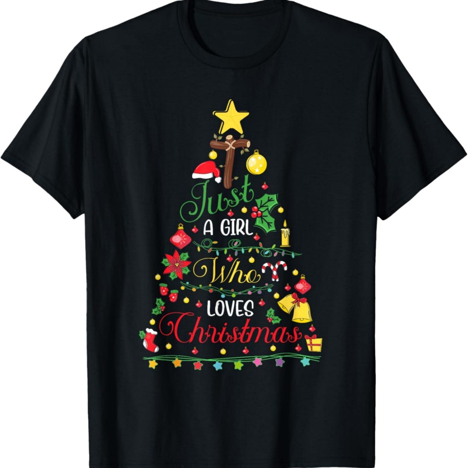 Merry Christmas Just A Girl Who Loves Christmas Tree Xmas T-Shirt S