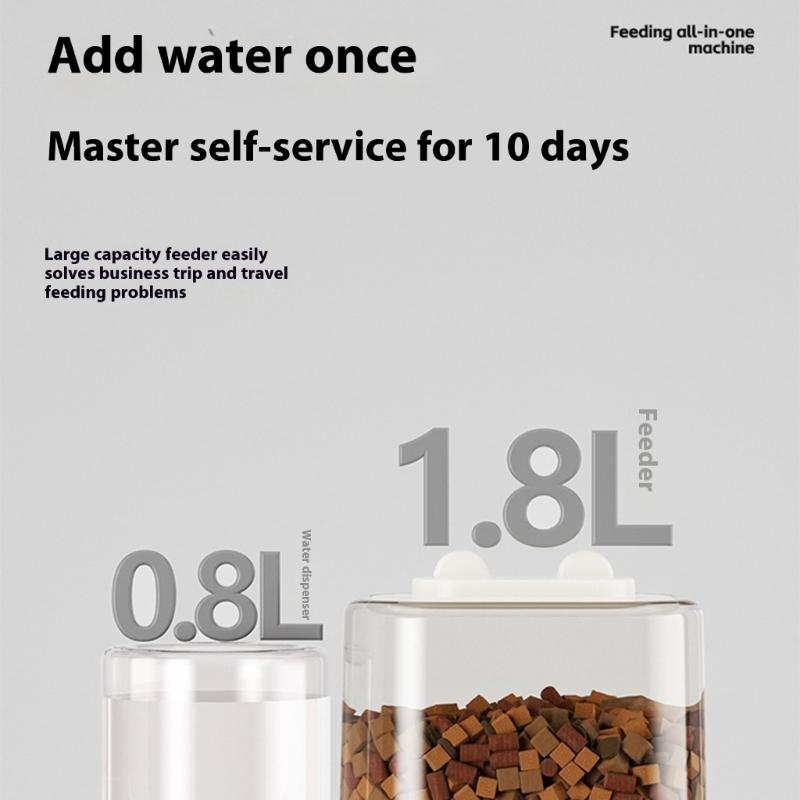 Cats Dog Feeding Station Leak Proof Water Fountains System Detachable Dish Anti Slip Base Design