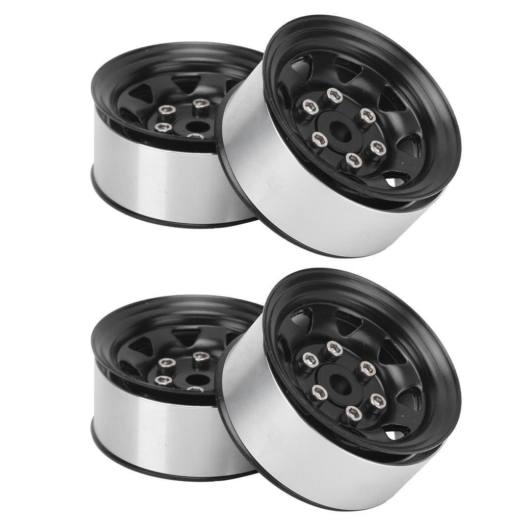 4 Pcs 1.55 Inch RC Wheel Rim Hub Universal RC Wheel Hubs for Axial AX90069 CrawlersBlack