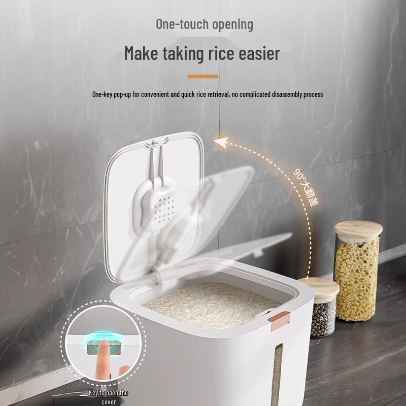20 Jin Food-Grade Sealed Rice and Grain Storage Bucket with Press-Type Lid and Insect-Proof Feature