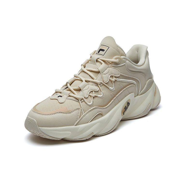 Fila Textile, Synthetic Leather Low Top Running Shoes Men's Beige F12M141105FAG