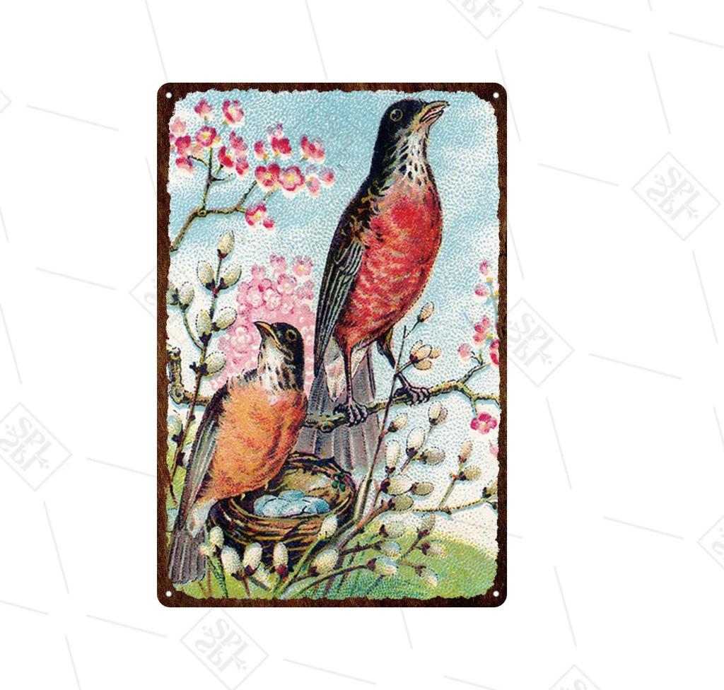 Animal Metal Sign Vintage Forest Park Doorplate Cat Bird Metal Tin Plate Fishing Plaque Bar Wall Sticker Farm Home Decoration