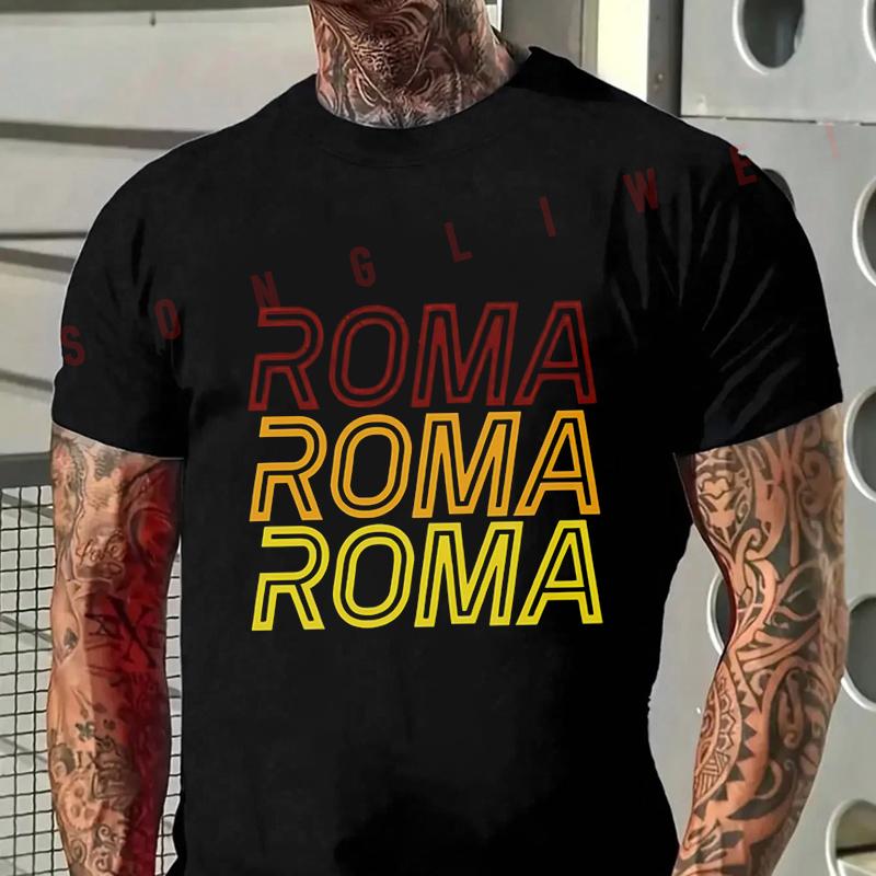 Roma Roma Roma Grafik Motorrad T-Shirt Herren Hip Hop Streetwear Unisex Lässig Kurzarm Zu