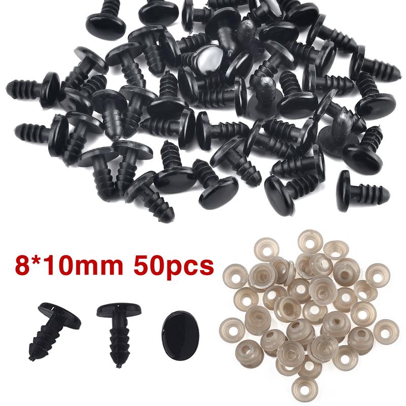 50 Stück Puppenzubehör Schwarze Kunststoff Plüsch Sicherheitsnasen Amigurumi Für DIY Lustige Spielzeugaugen Nasen Anima Zubehör Basteln