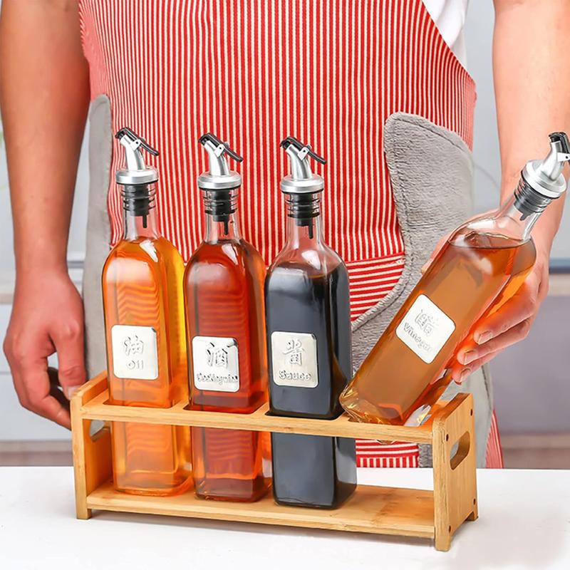 Spice Bottle Storage Rack Bottles Condiment Holder Organizer Seasoning Wooden Kitchen