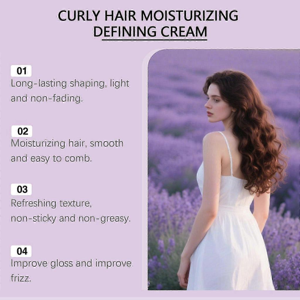 Curly Hair Defning Cream With Coconut Oil & Shea Butter, Moisturizing Curly Hair Cream, Softens, Strengthens & Defines Curls