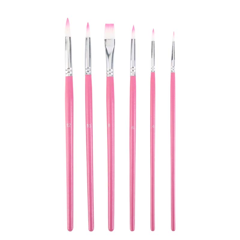 6 Pcs Nylon Hair Watercolor Acrylic Painting Brush Set Gouache Digital Oil Paint Brush Art Drawing Tracing Pen Art Supplies