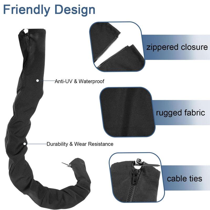 Black Zippered Rigging Sleeve, ZRS-1-DP Casing, Trolling Motor Cable Organizer Sleeve Protection - (48'' Long)