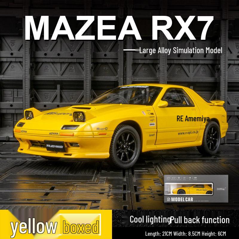 

Jinlifang RX-7 Модель автомобиля из сплава для симуляции: Игрушечная спортивная машинка с инерционным механизмом, звуковыми и световыми эффектами и выдвигающимися фарами жёлтый