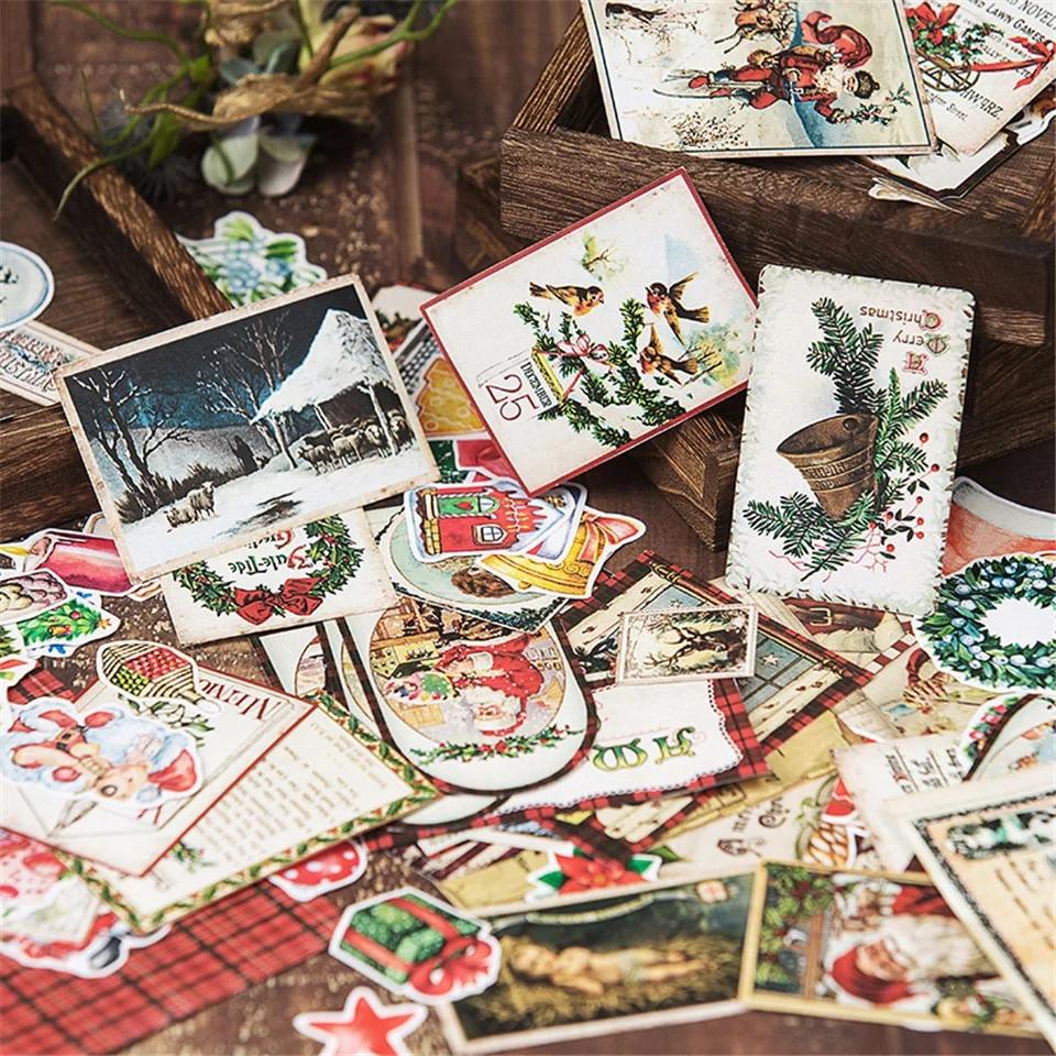 138Pcs Christmas Material Paper Stickers Kits Die Cut For Scrapbooking Journal Planner Photo Album Sticker Card Making
