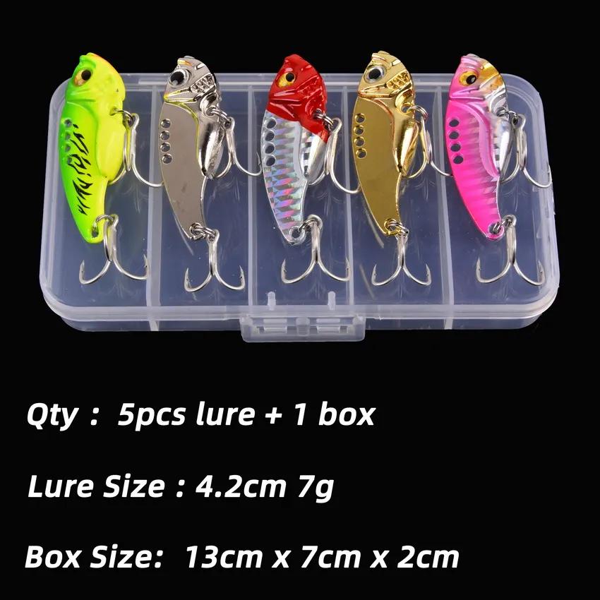 5pcs/box Metal VIB 3/7/10/15/20g Fishing Lure Vibration Spoon Hard Baits Crankbait Wobbler Swimbait Cicada VIB Tackle