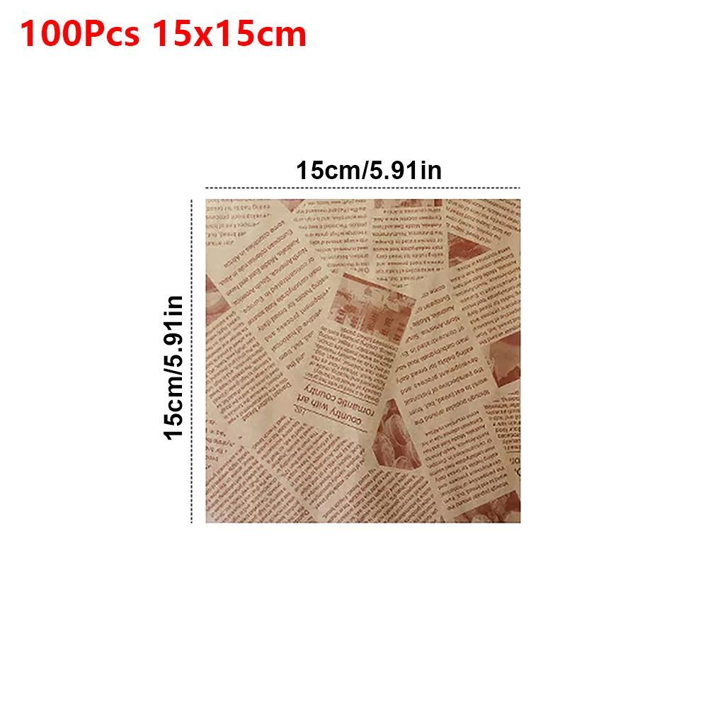 100 Stück Bedrucktes ölbeständiges Pad-Papier 15/18/22/25/30 cm Einweg-Backpapier Wachspapier für Lebensmittel Backen Grillen Burger Pommes