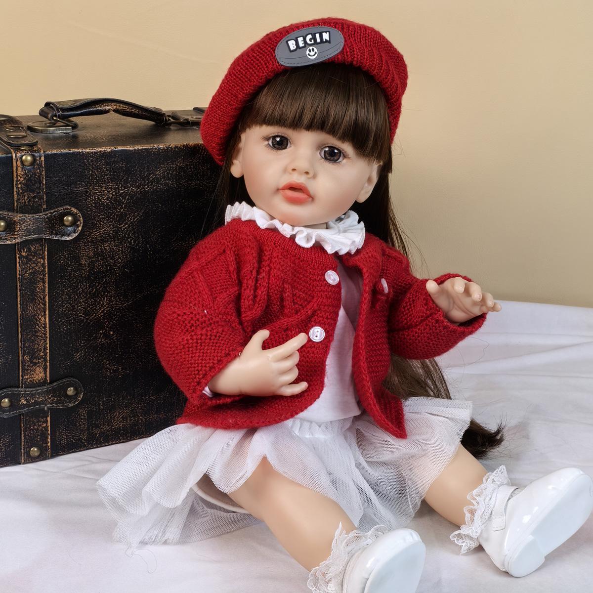 

Модная кукла Reborn для девочек, полностью силиконовая, виниловая, 22 дюйма, длинные волосы принцессы, сделай сам, реалистичные куклы для новорожденных, подарок на Рождество Bebe Reborn 22 inch about 55 cm