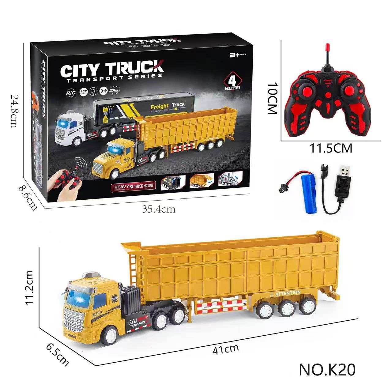 

Children S Toys Electric Remote Control Car Semi-Trailer Freight Truck Container Truck Transporter Toy Model