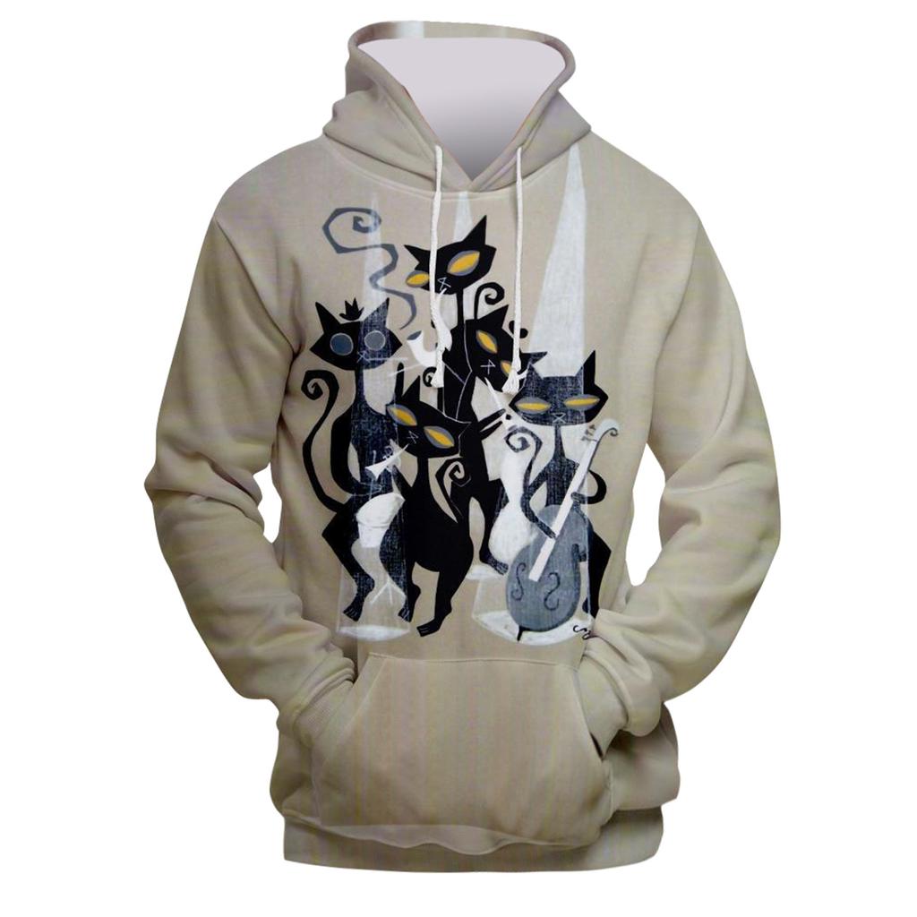 Volný pánský a dámský svetr s dlouhým rukávem a kapucí s módním potiskem