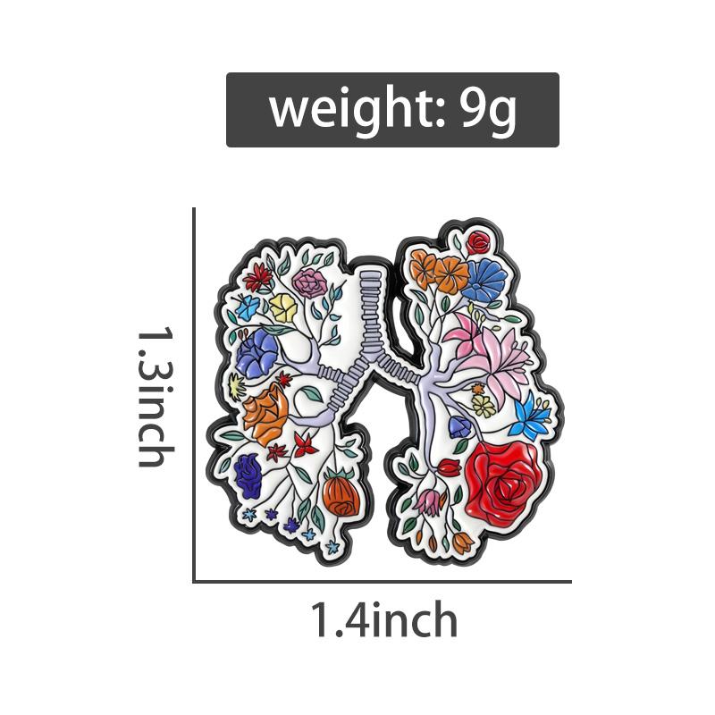 Floral Organ Lung Enamel Pins Biological Art Brooches Lapel Badges Flowers Anatomical Human Lungs Jewelry Gift for Friends