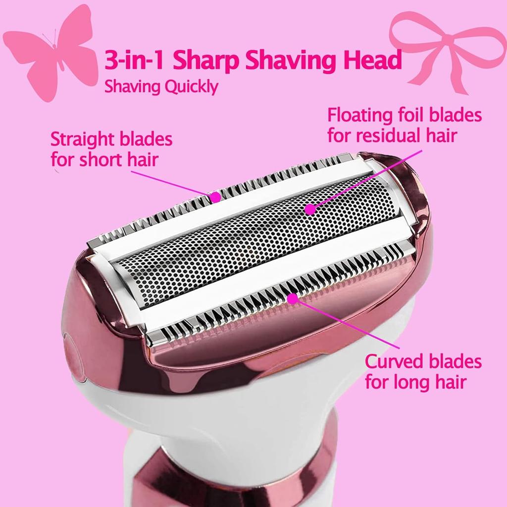 Electric Razors for Women Bikini Shaver for Women 4 In 1 Trimmer, Razors for Shaving Pubic Hair Remover, Painless & Safety for Pubic Body Facial Hair