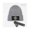 (gris) Gorro Stone Island Cálido Grueso con Puño de Punto Elástico Gorro
