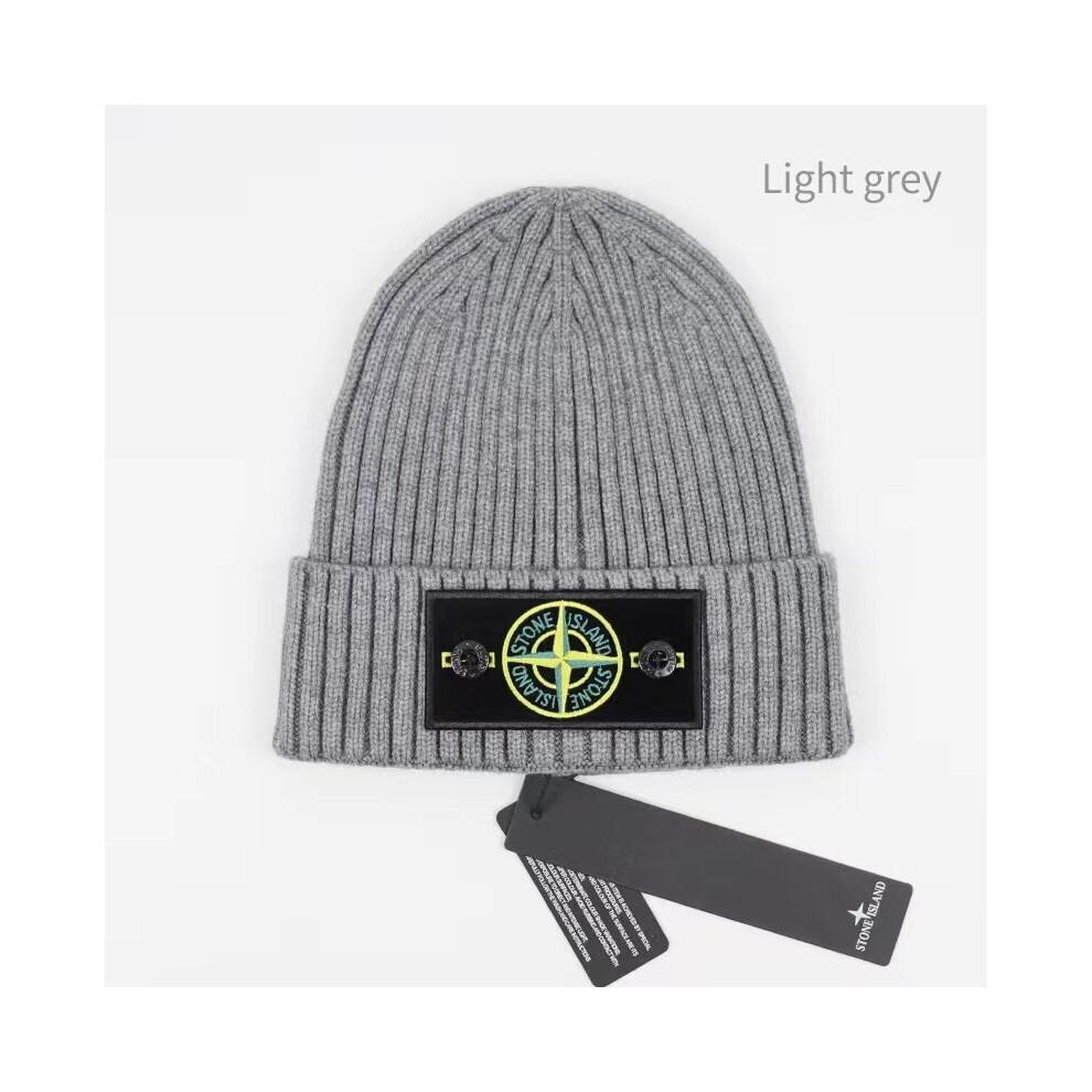(gris) Gorro Stone Island Cálido Grueso con Puño de Punto Elástico Gorro