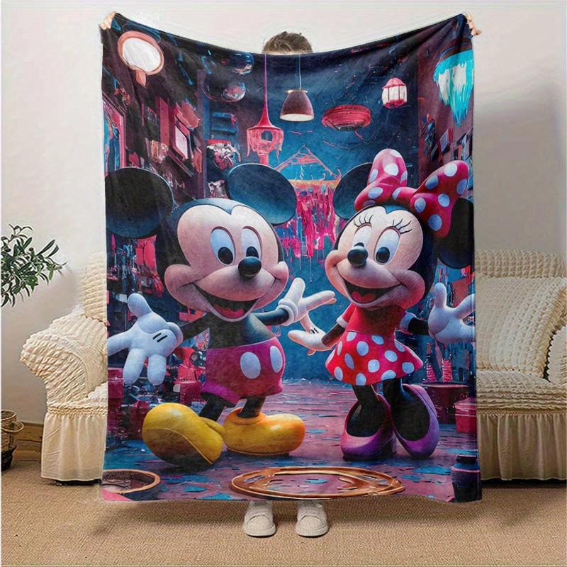 1PC Mickey & Minnie Mouse Cartoon Blanket, Seasonal Universal, Home Decoration, Throw Blanket, Soft Flannel Throw Blanket, Versatile & Cozy