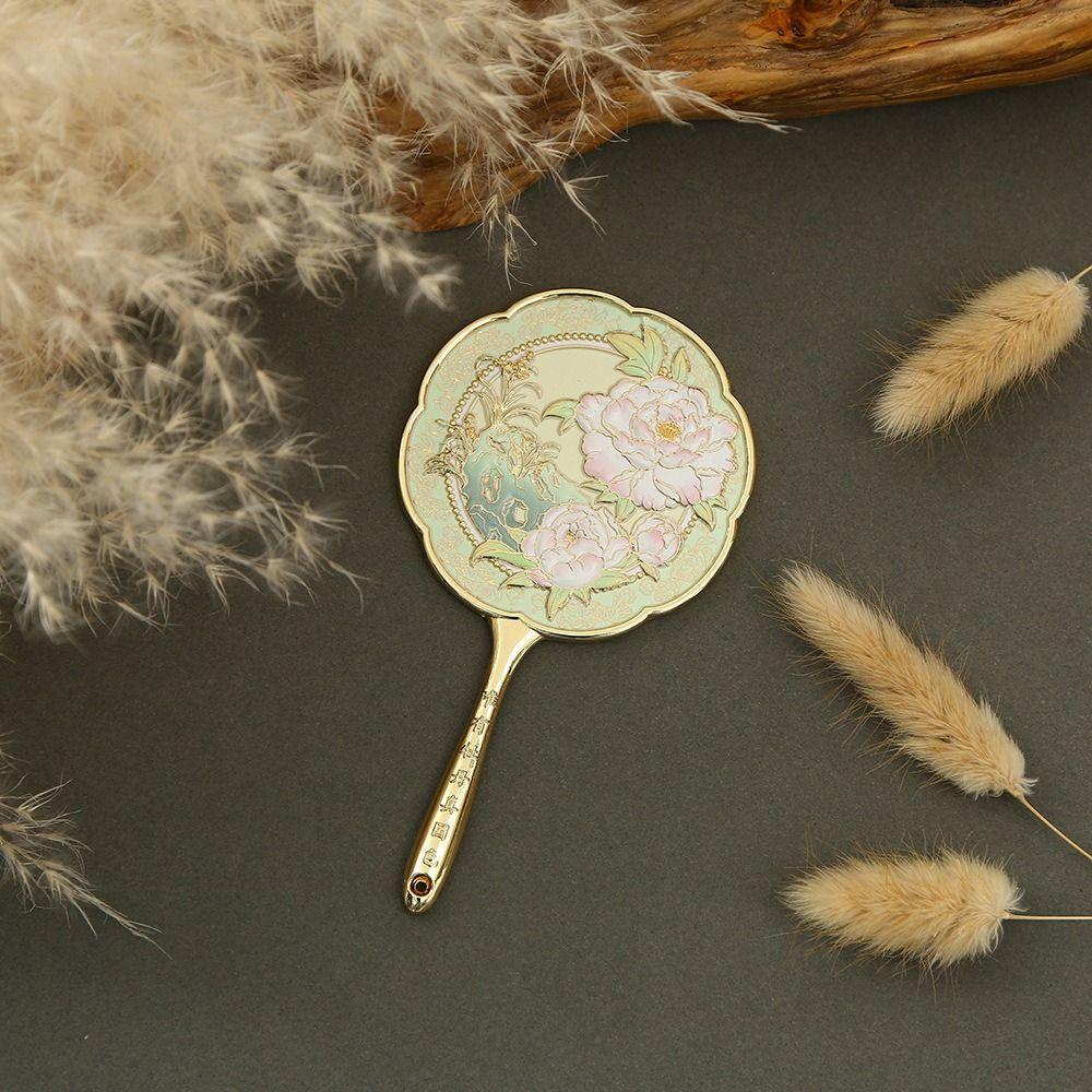 Vintage Flower Handheld Mirror Peony Vanity Mirror Beauty Pocket Make-up Mirror  Gift