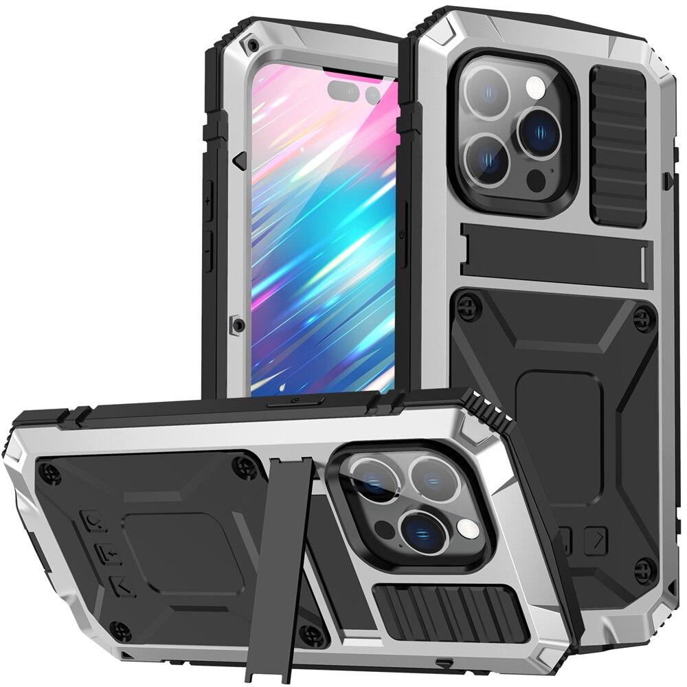 Full Metal Armor Heavy Duty Cover for Apple Iphone 14 13 12 Pro Max Camera Screen Protection Shockproof Phone Case