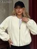 WoMen's Solid Color Outerwear Casual Loose Fit Short Jacket Autumn New Stand-Collar Zipper Coat