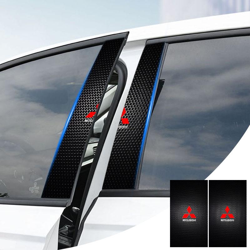 2Pcs Car Logo Center Pillar Protective Film Anti-scratch Sticker Decal For Mitsubishi Lancer Ralliart 10 3 9 EX Outlander 3 ASX L200 Accessories