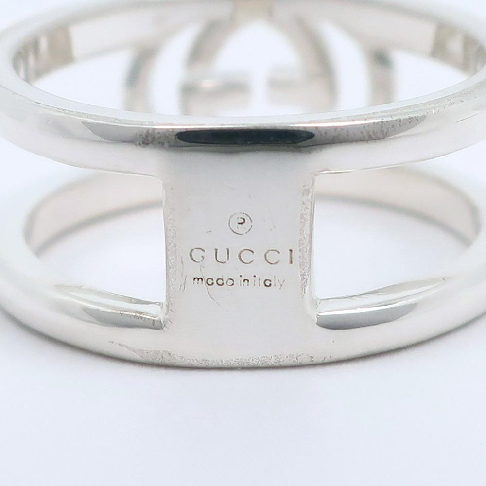GUCCI Interlocking G open Ring Silver925 #7.0(US Size) 5.2g Women Used