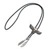 Herren American Bolo Krawatte Western Cowboy Metall Fliegender Adler Gefiederter Anhänger Hemdkragen Schmuck Lederseil Krawatte