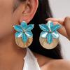 Butterfly Orchid Orchid Flower Shell Earrings Shell Shape Oil Drip Floral Ear Studs Exaggerated Iron Ear Pendant Summer