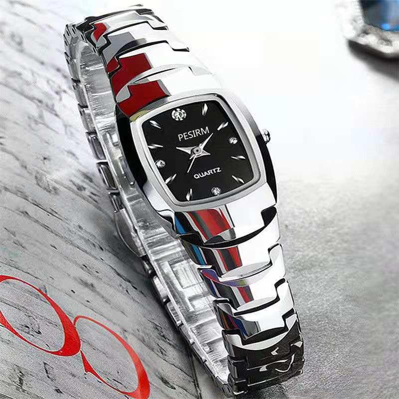 Movement Watch, Tungsten Steel Color Versatile Watch, Female Student Simple Waterproof Women'S Watch