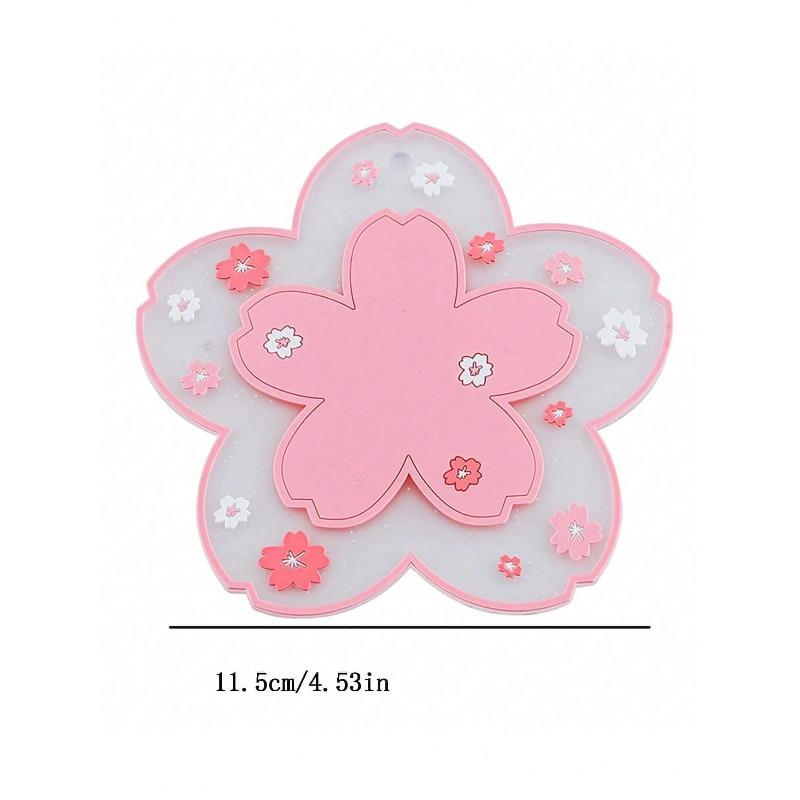 Cherry Blossom Silicone Cup Coaster PVC Dining Table Mat Heat Insulation Pad Bowl Pad
