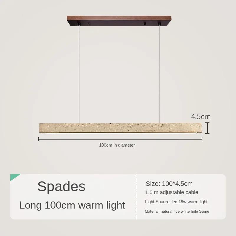 Pendant Lamp Stone Long Strip Chandelier One Line Downlight Restaurant Living Room Office Study Table Light Fixture Wood