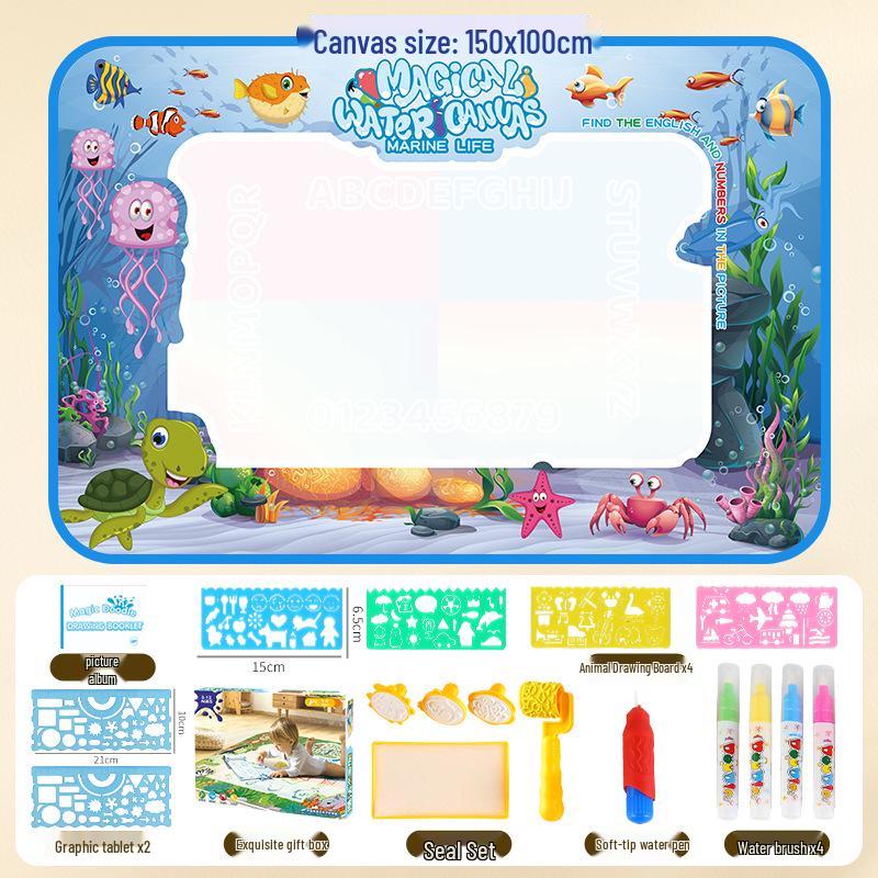 Extra-Large Magic Water Drawing Mat for Kids - Reusable Water Writing Cloth & Graffiti Canvas