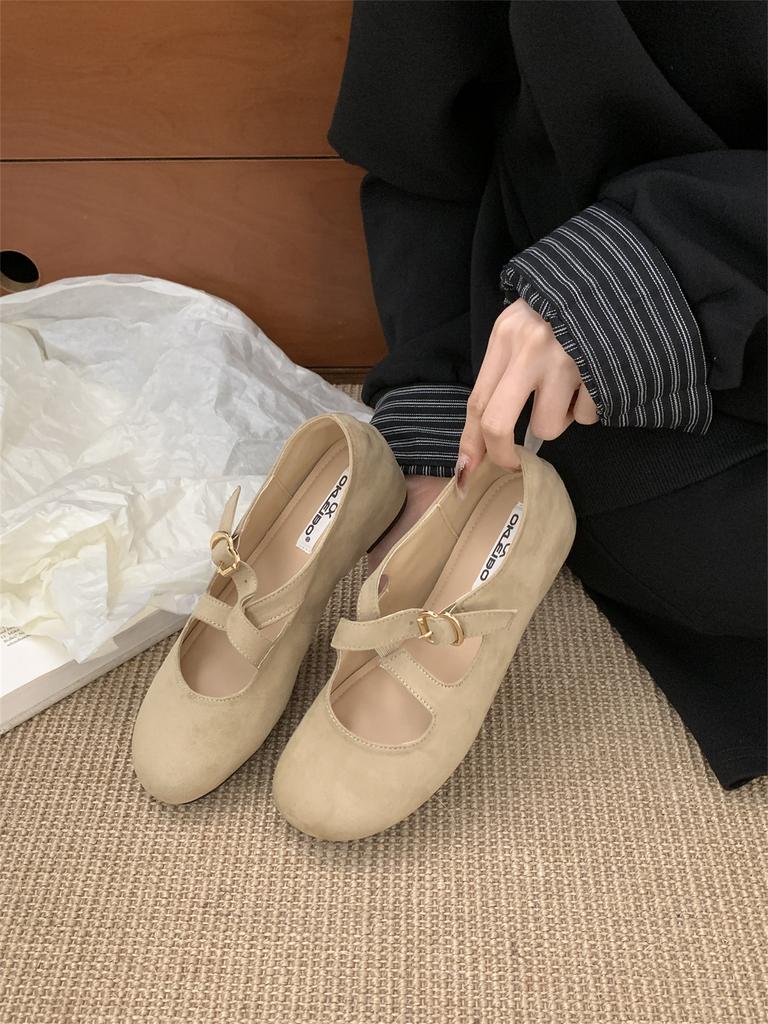 French cross-buckle flat-bottomed fashion Mary Jane women's versatile commuter flat-bottomed ballet shoes round head shallow mouth single shoes