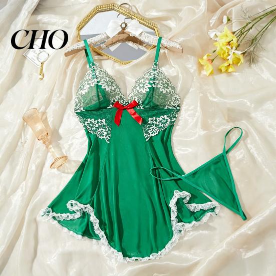 Accattivante Camicia da Notte Taglie Forti Sexy Babydoll per Donna, Scollo a V Pizzo Profondo Camicia da Notte Rete Trasparente Camicia da Notte, Spalline Sottili Chemise Slip Dress