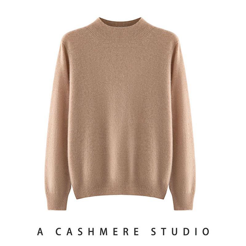 2026 Autumn Women's Pure Cashmere Half-High Neck Base Layer Sweater