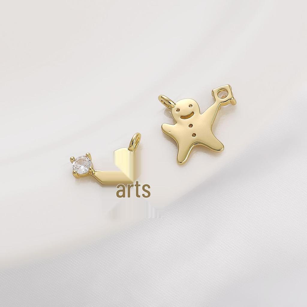 14K Gold-Filled Zircon Smiley Star Moon Charm Necklace Bracelet Pendant