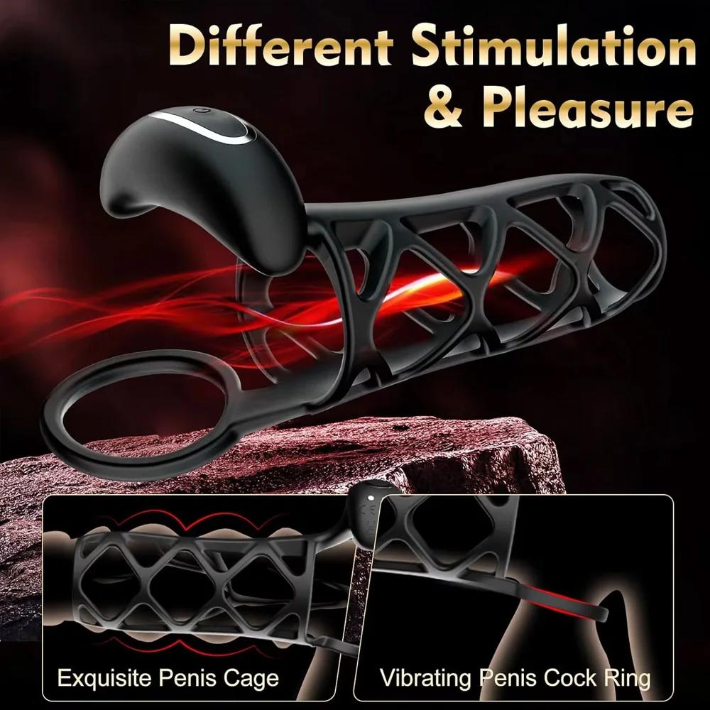 Vibrating Cock Ring Penis Extender Sleeve Male Penis Vibrator Delay Ejaculation Wireless Control Adult  Sex Toys for Men Couples