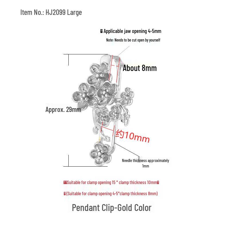 Women's Retro Plum Blossom Jadeite Pendant with Silver Bail Clip