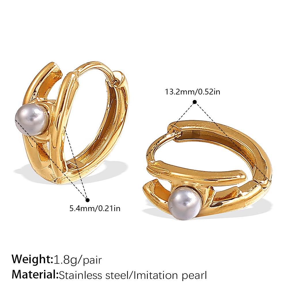 Personalized Imitation Pearl Premium Earrings Niche Design Stainless Steel Gold Rhinestone Versatile Earrings