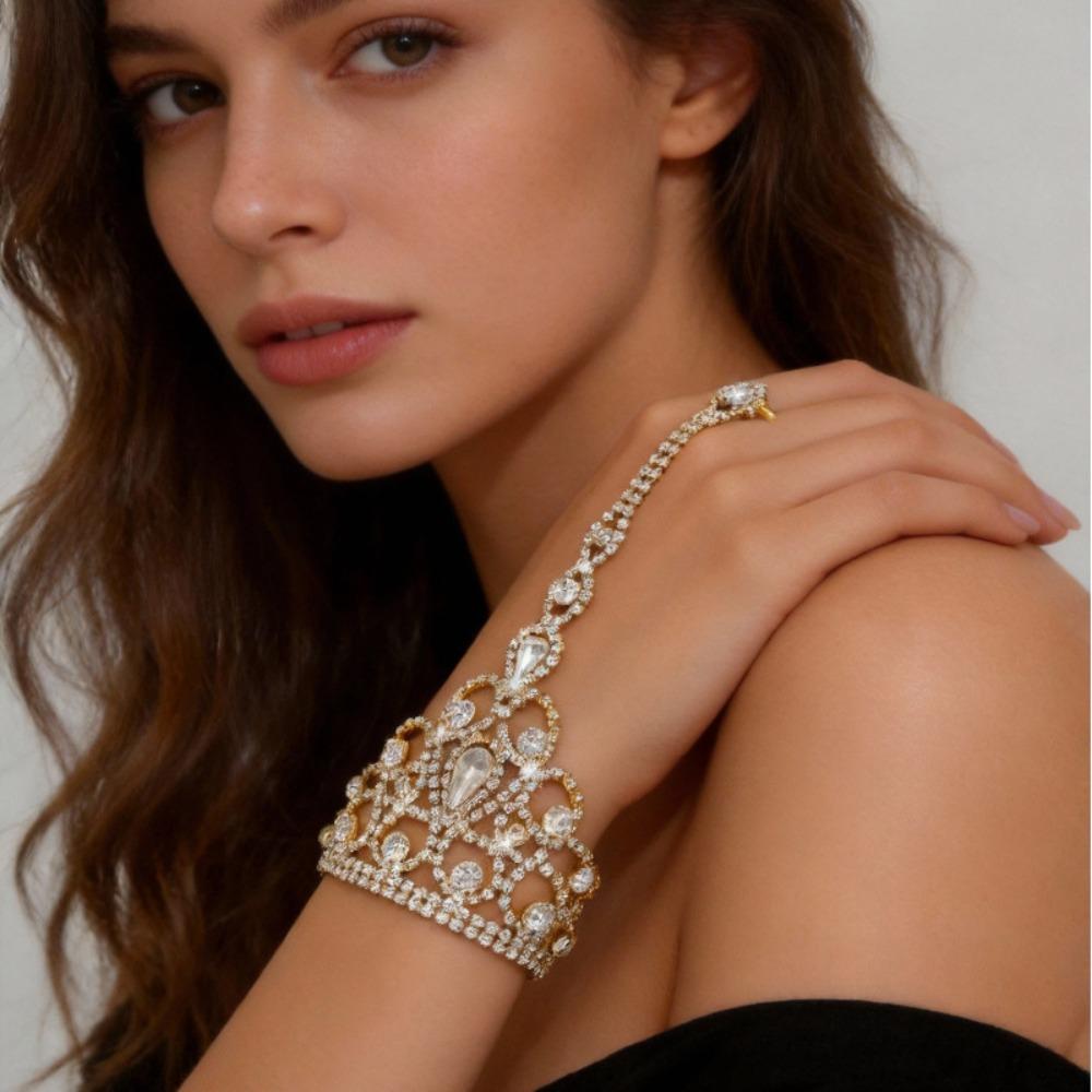 Temperament Trendy Rhinestone Hand Chain Elegant Back of Hand Jewelry Daily Versatile Hand Chain Exquisite Fashion
