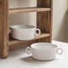 High Value Ceramic Characteristic Relief Binaural Bowl Solid Color Tableware Bowl Household Soup Bowl Yogurt Dessert Bowl Vegetable Bowl Noodle Bowl