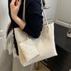New Trendy Women's Bag Straw Woven Lace One-shoulder Tote Bag for Women Fresh and Literary Knitted Handbags for Women