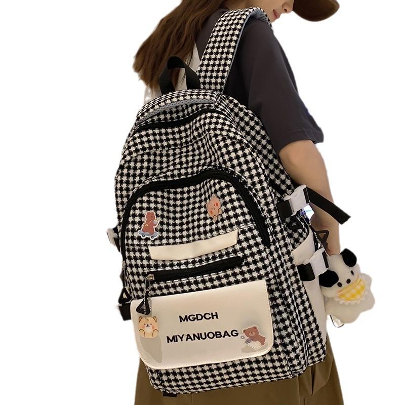 Girls College Students Plaid Backpacks High School Students Junior High School Students Backpacks