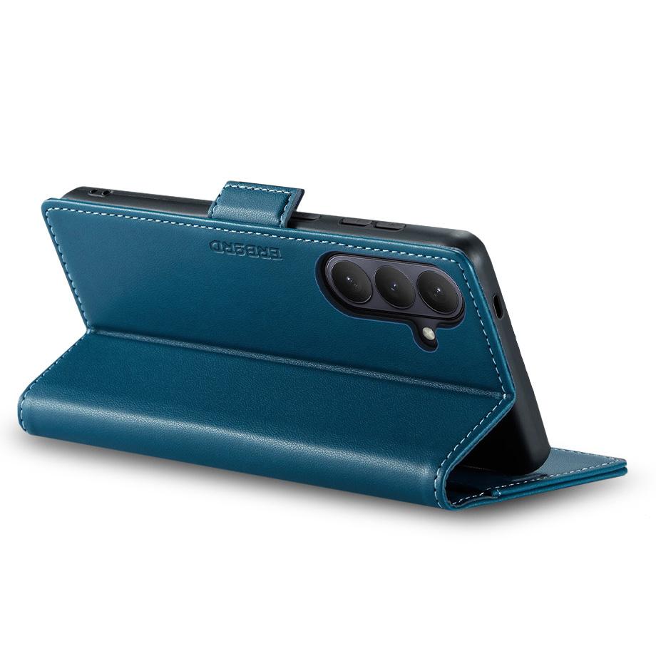 Samsung Galaxy A57 5G Case, ERBORD Glossy Litchi, Wallet with Flip, Blue