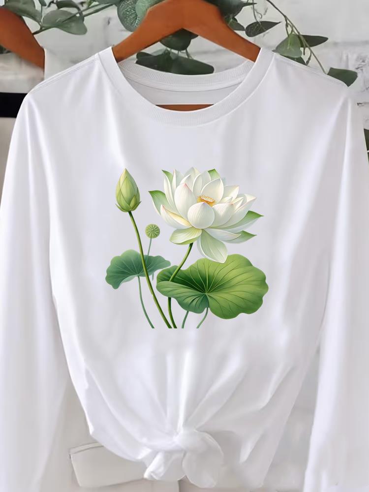 (Asiatische Größe) Buch süß 90er niedlich Bedruckt Rundhals Langarm T-Shirt Tee Dame Frauen Damenbekleidung Lässiges Mode Oberteil Grafik-T-Shirts